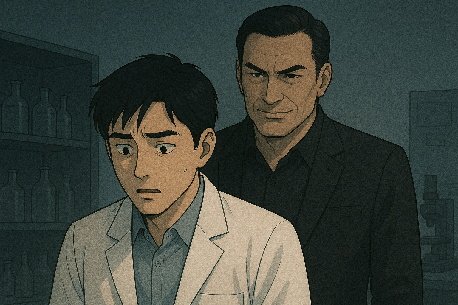 テウトの創薬のアイキャッチ（研究者を威圧するパワハラ教授）